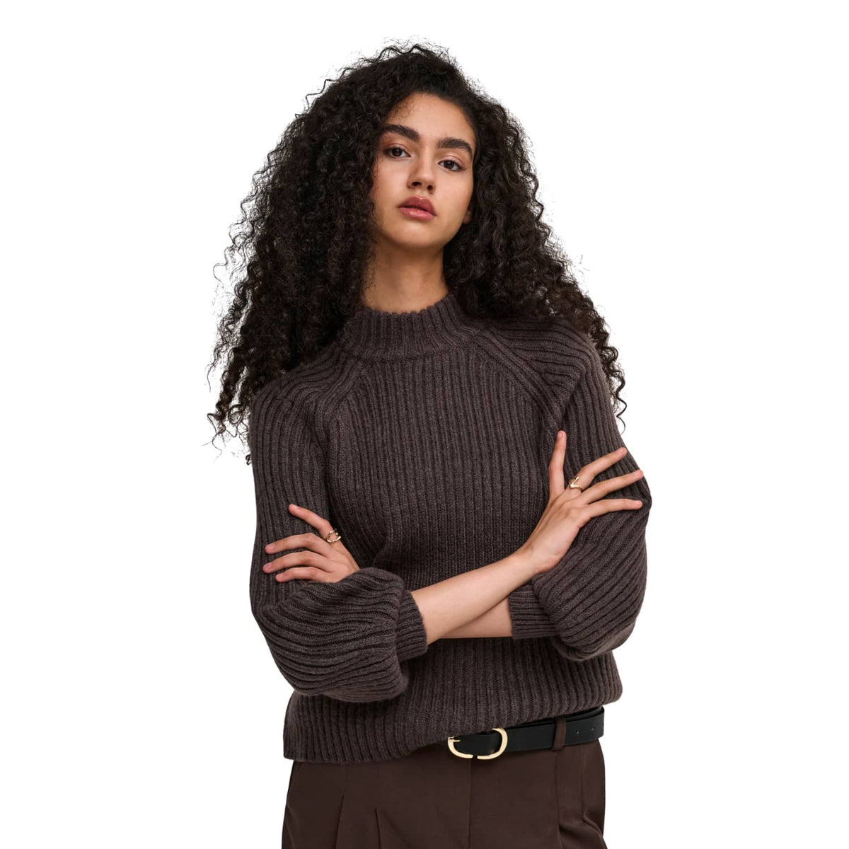 Only Kalibu L/S Pullover Knit Chocolate Brown  - 15248289CB