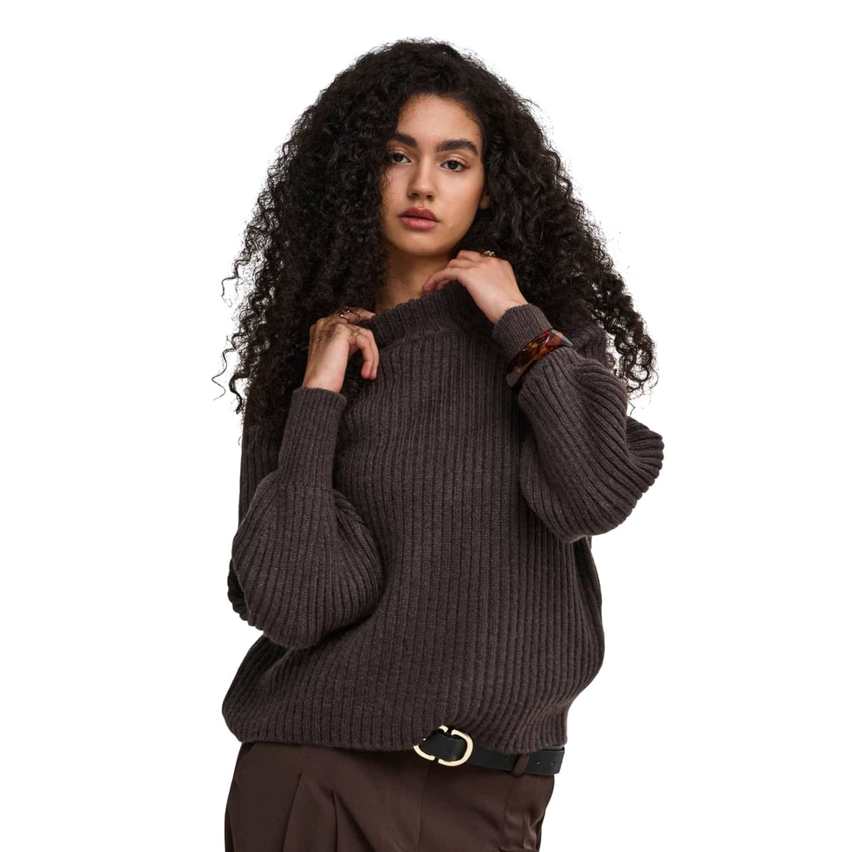 Only Kalibu L/S Pullover Knit Chocolate Brown  - 15248289CB