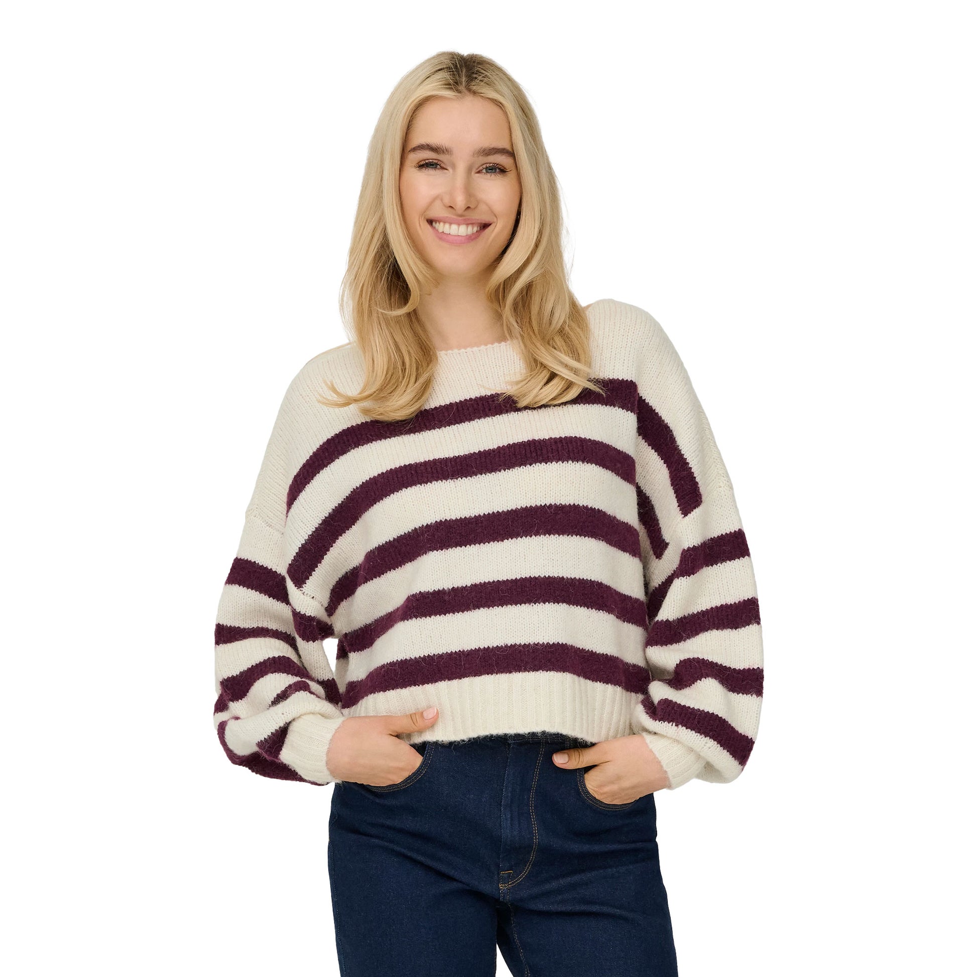 Only Aya Life L/S Boatneck CC Knit Birch  - 15259682B