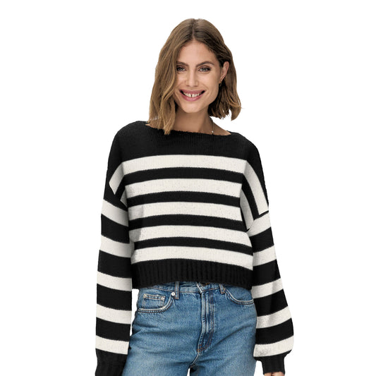 Only Aya Life L/S Boatneck CC Knit Black  - 15259682BK