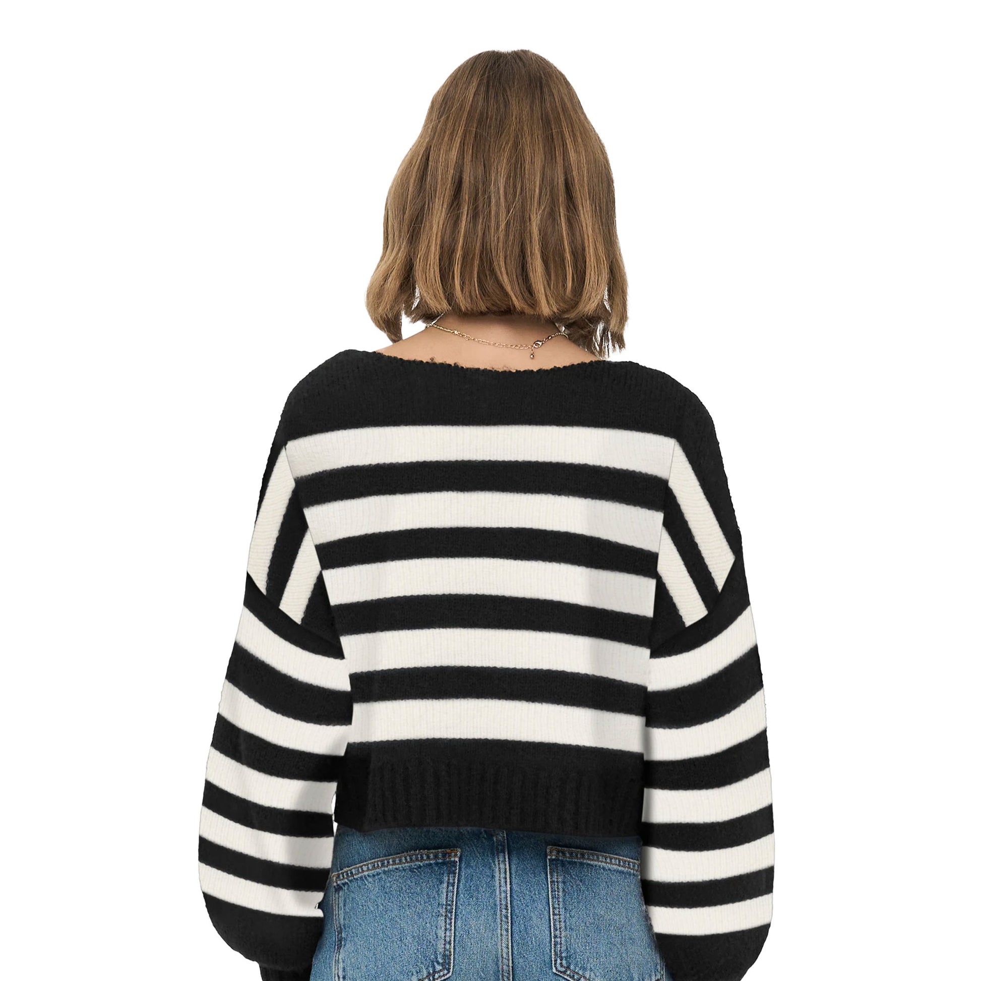Only Aya Life L/S Boatneck CC Knit Black  - 15259682BK