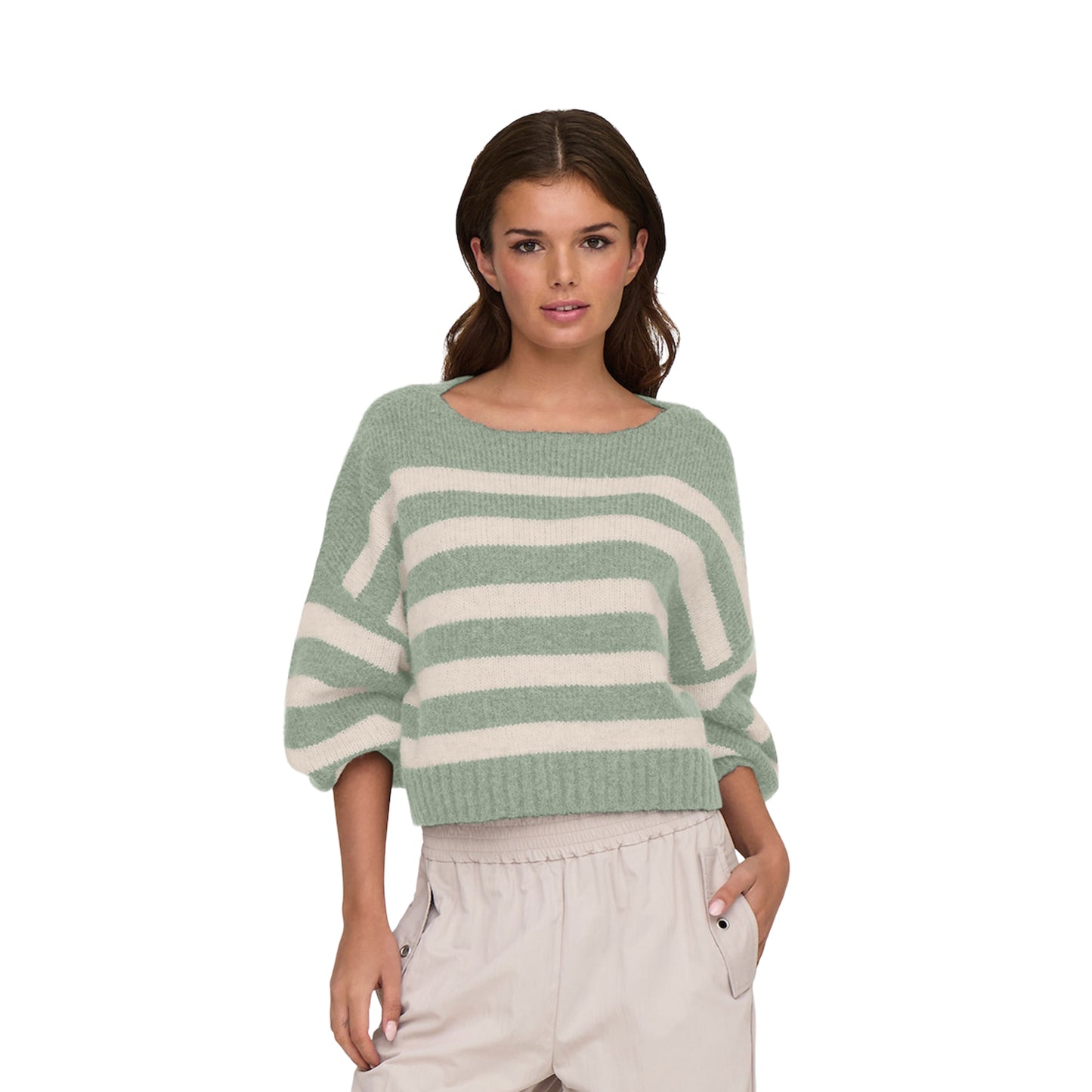 Only Aya Life L/S Boatneck CC Knit Desert Sage  - 15259682DS