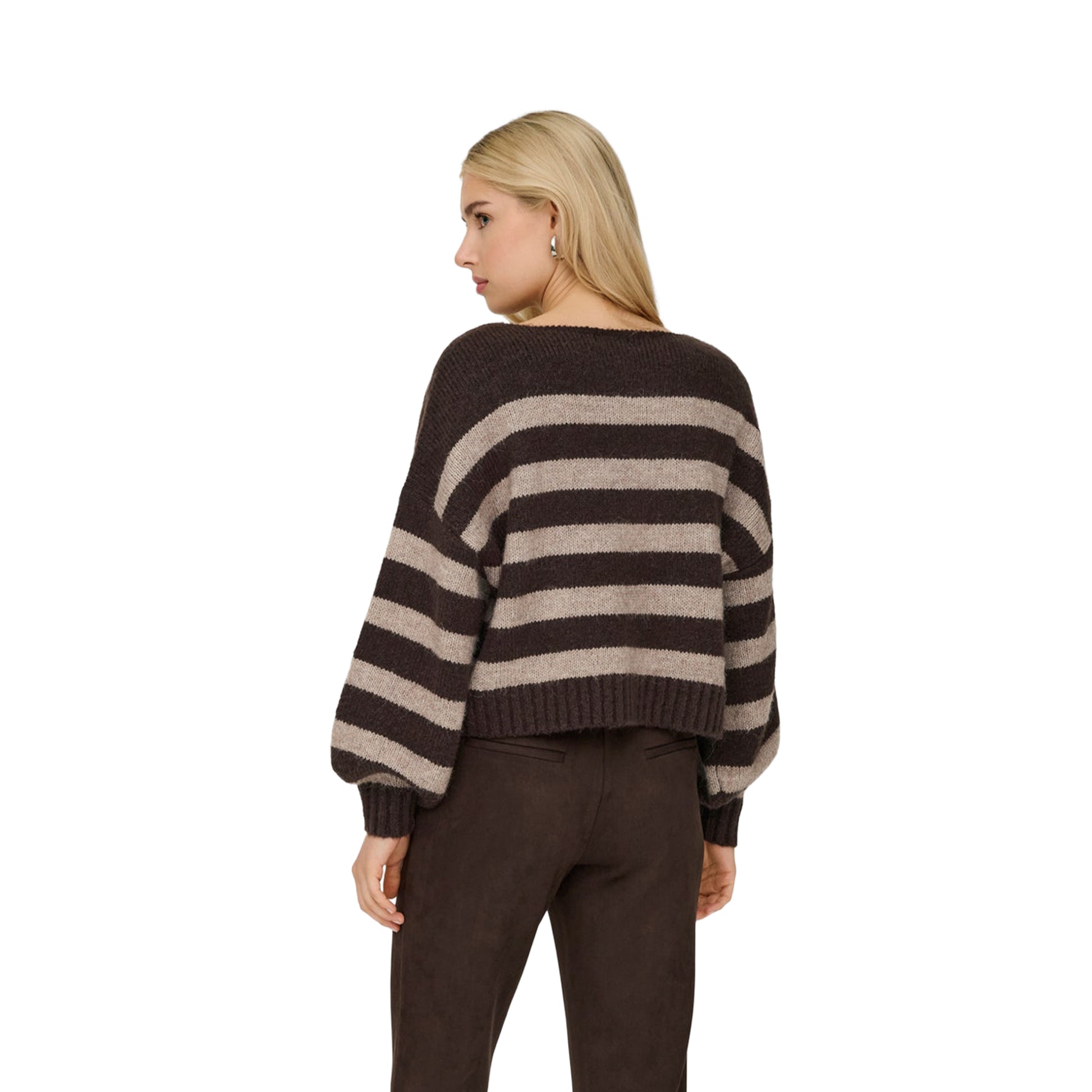 Only Aya Life L/S Boatneck CC Knit Seal Brown  - 15259682SB