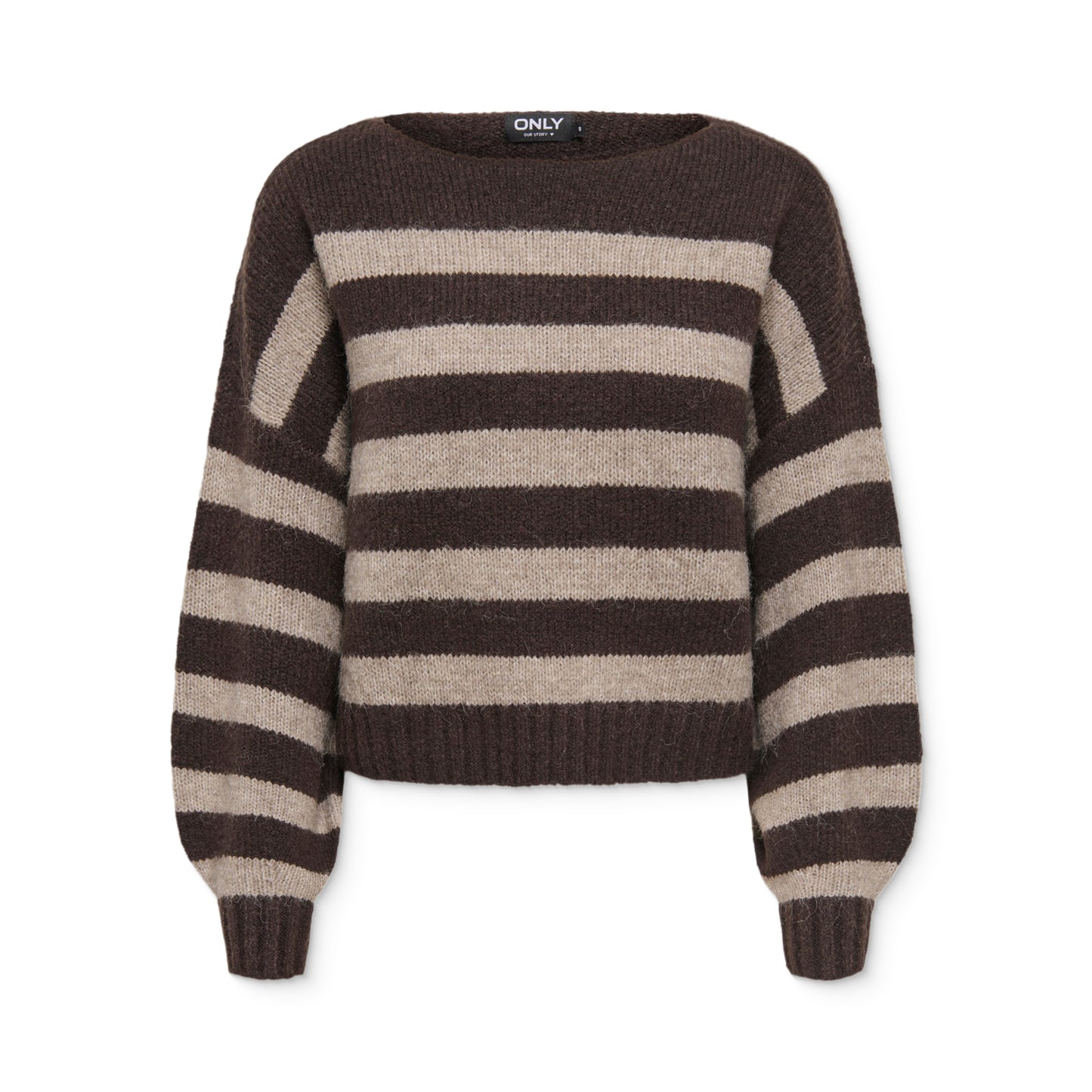 Only Aya Life L/S Boatneck CC Knit Seal Brown  - 15259682SB