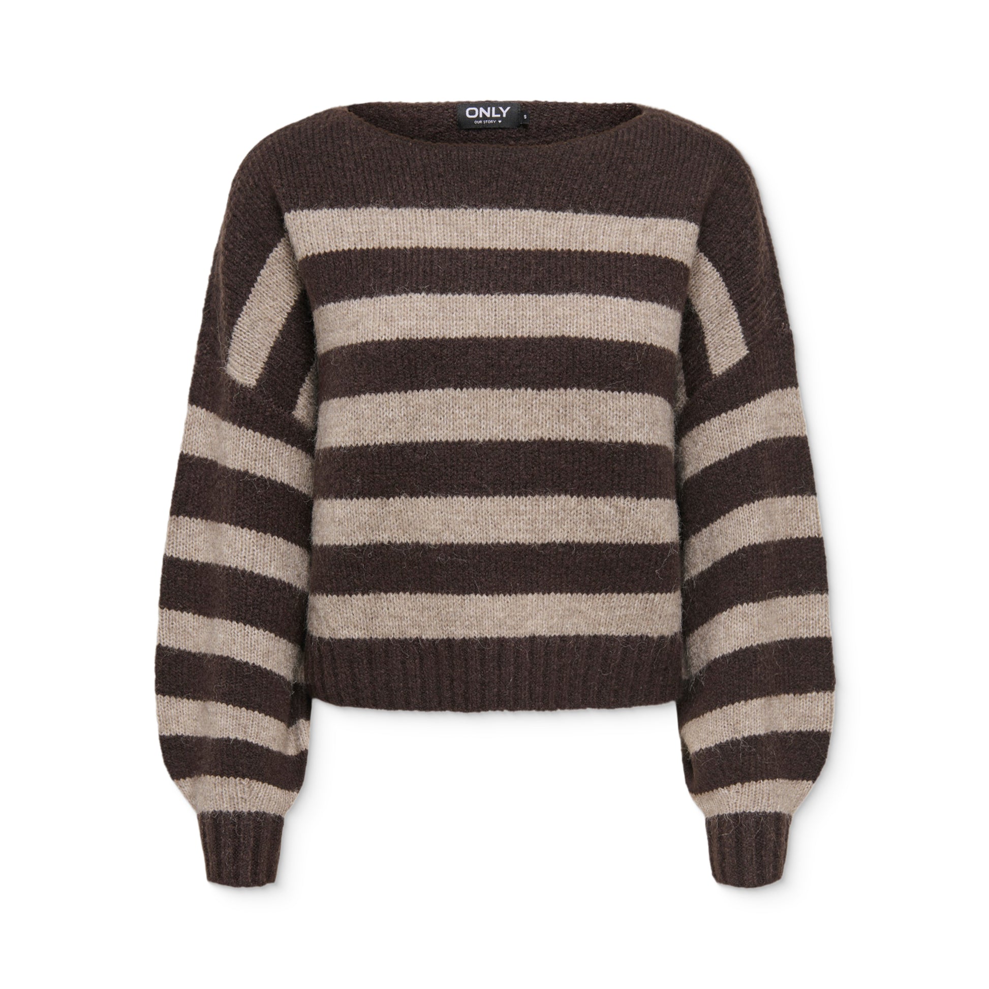 Only Aya Life L/S Boatneck CC Knit Seal Brown  - 15259682SB