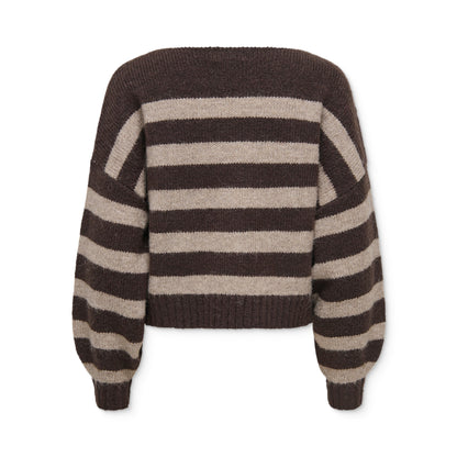 Only Aya Life L/S Boatneck CC Knit Seal Brown  - 15259682SB