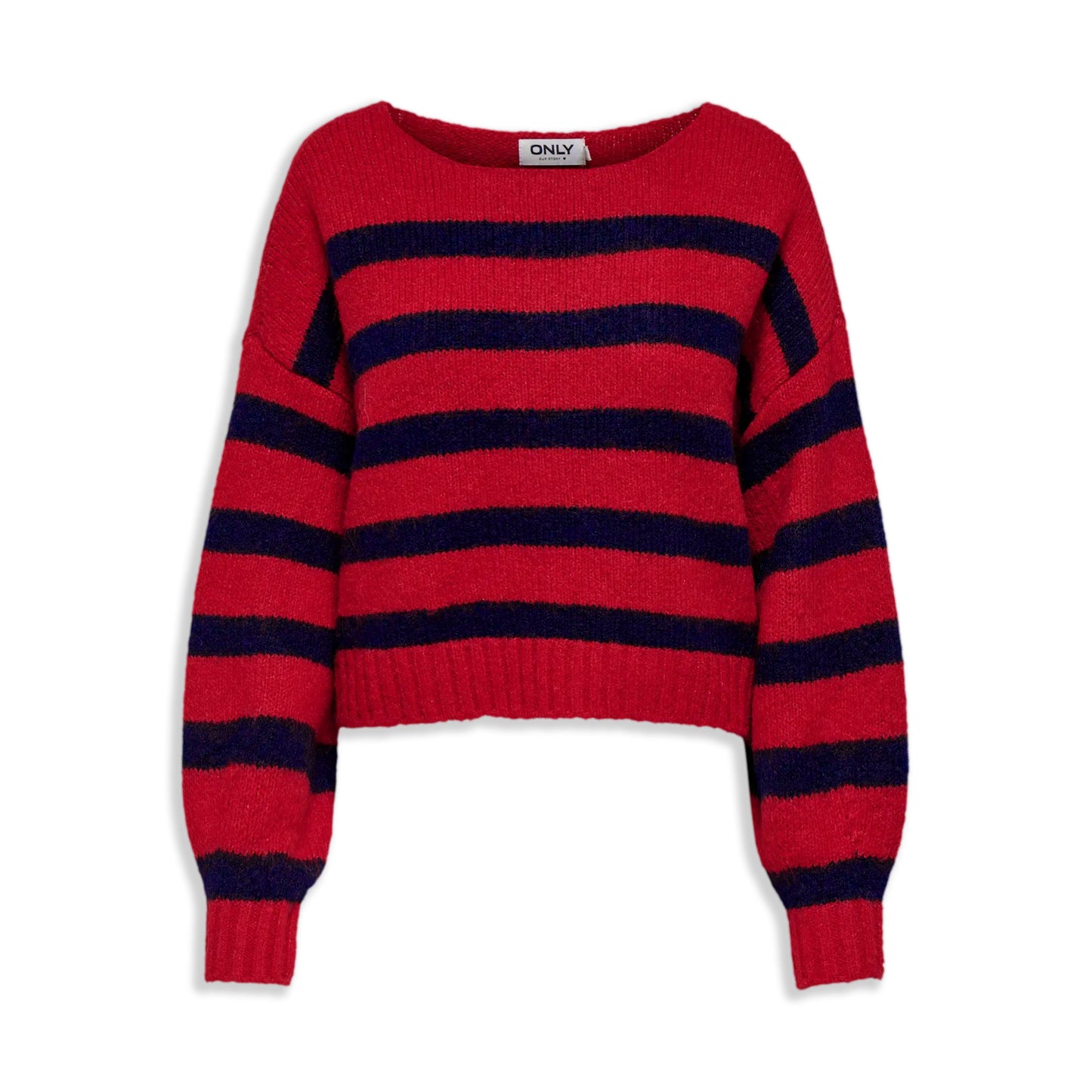 Only Aya Life L/S Boatneck CC Knit Salsa Red  - 15259682SR