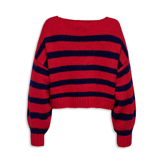 Only Aya Life L/S Boatneck CC Knit Salsa Red  - 15259682SR