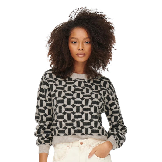 Only Geo Life L/S Pullover Knit Oatmeal  - 15268015O