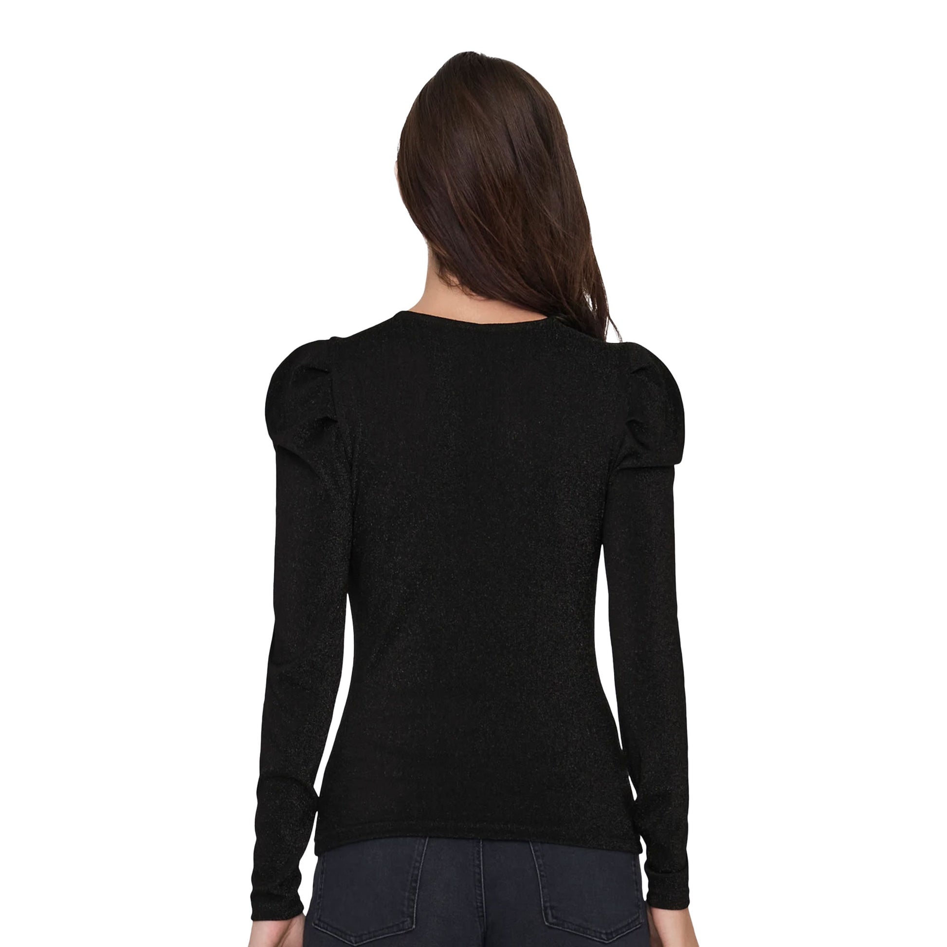 Only Rich L/S Glitter Puff Top Black/Black Glitter  - 15278055BBG
