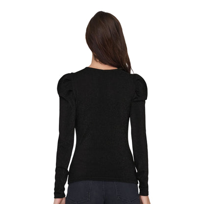 Only Rich L/S Glitter Puff Top Black/Black Glitter  - 15278055BBG