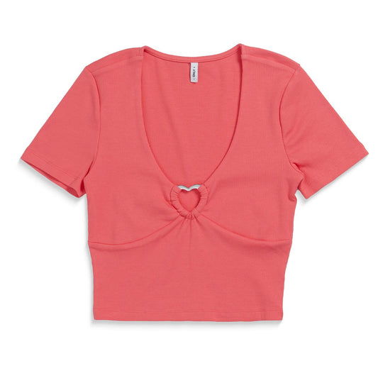 Only Freja Life S/S Trim Top Coral  - 15289556C