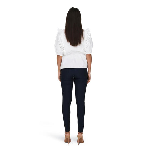 JDY Lelou 2/4 Top Wvn White  - 15289993W