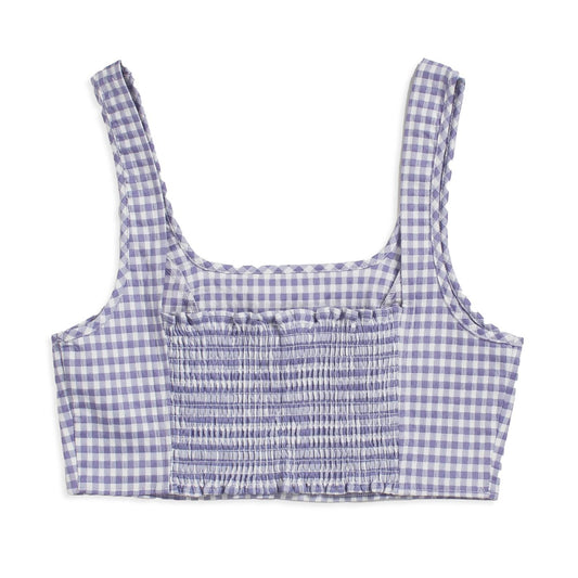 Only Carola S/L Crop Check Top Pnt Purple Rose  - 15291626PR