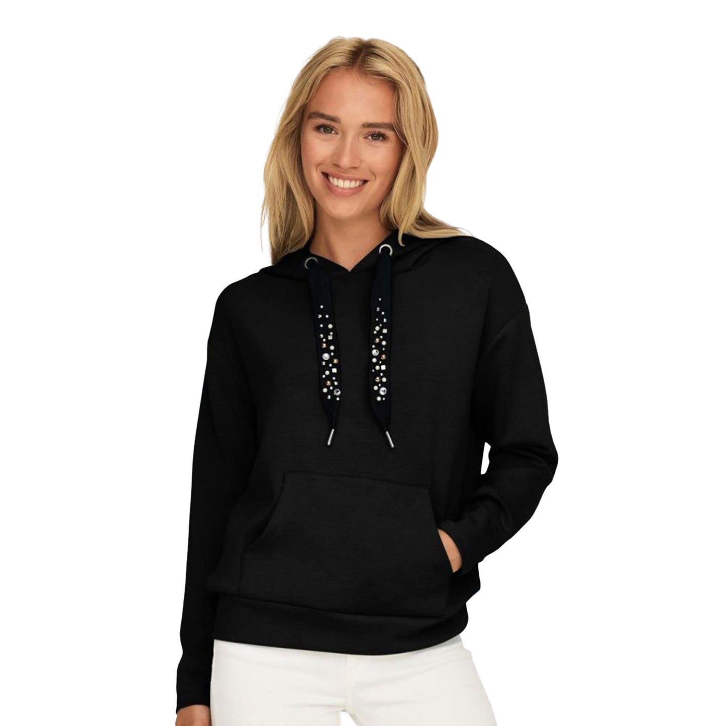 Only Fancy L/S Hood String Swt Black