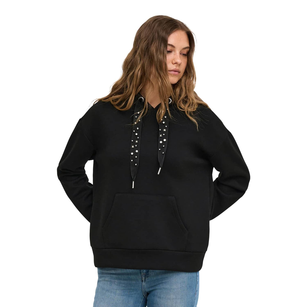 Only Fancy L/S Hood String Swt Old Black  - 15303838OB