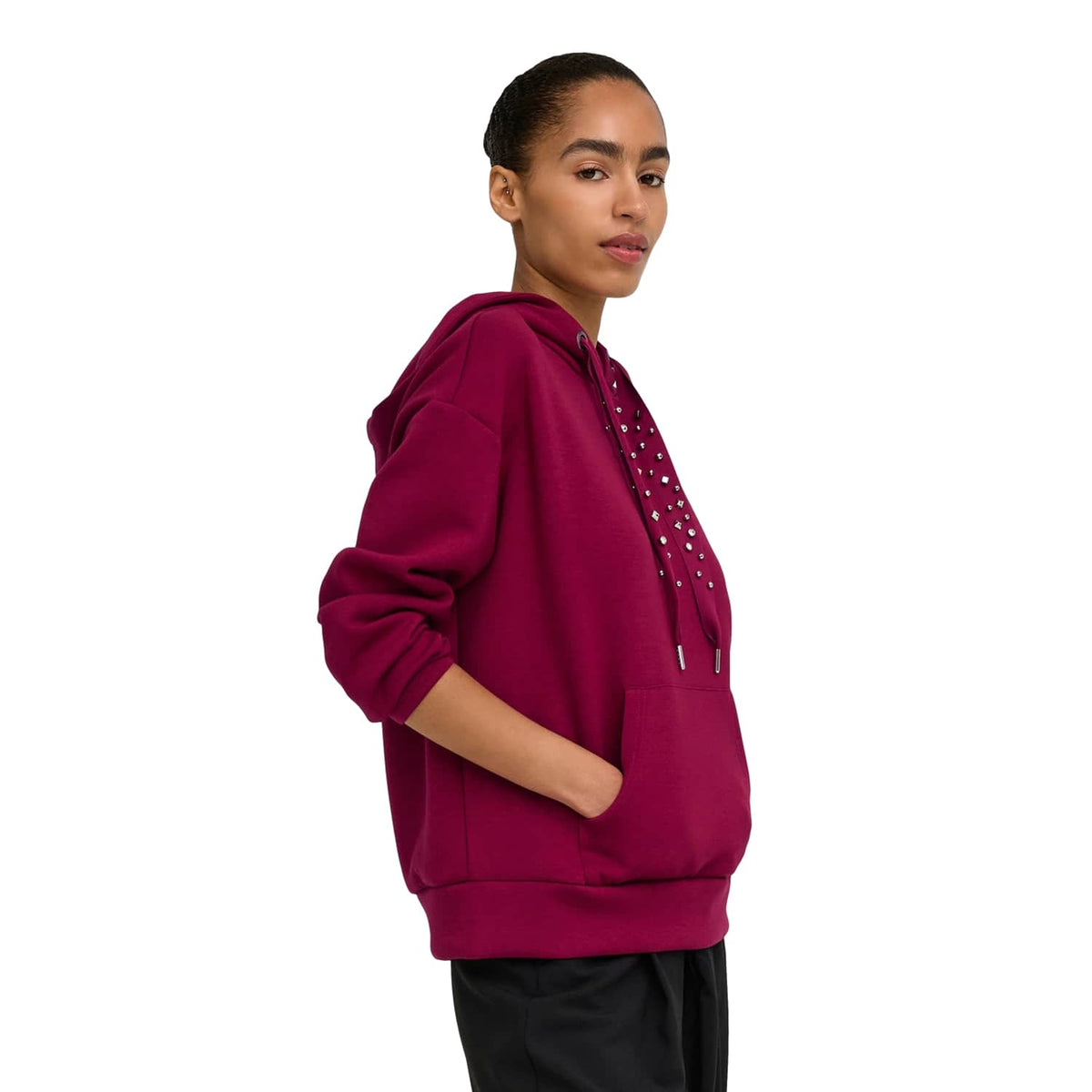 Only Fancy L/S Hood String Sweat Rumba Red  - 15303838RR