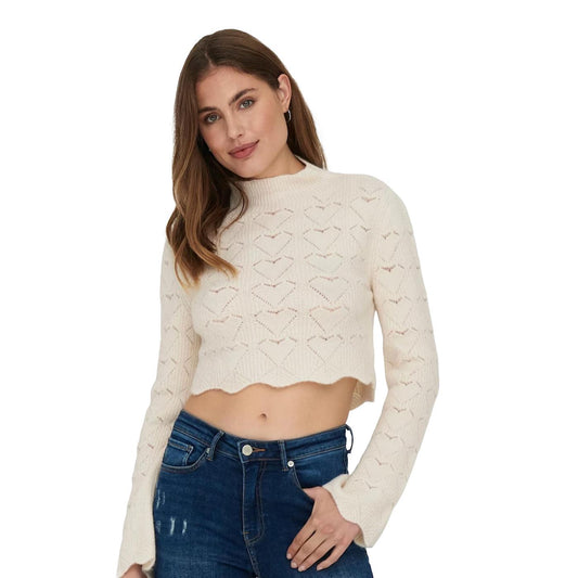 Only Morehearts L/S Pullover Ex Knit Cloud Dancer  - 15307893CD