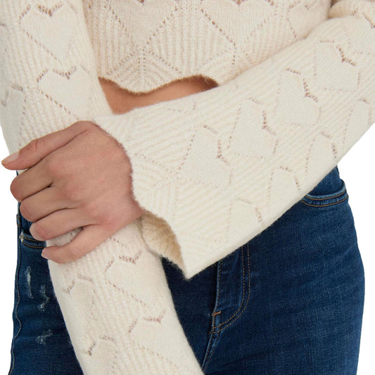 Only Morehearts L/S Pullover Ex Knit Cloud Dancer  - 15307893CD
