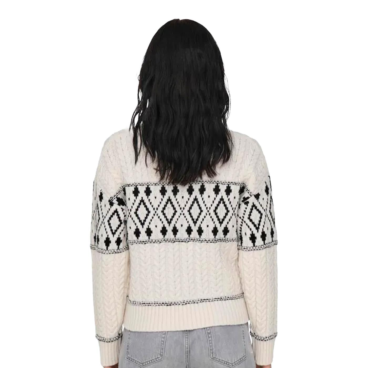 Only Marent L/S Pullover Knit Cloud Dancer/Black Detail  - 15314887CD