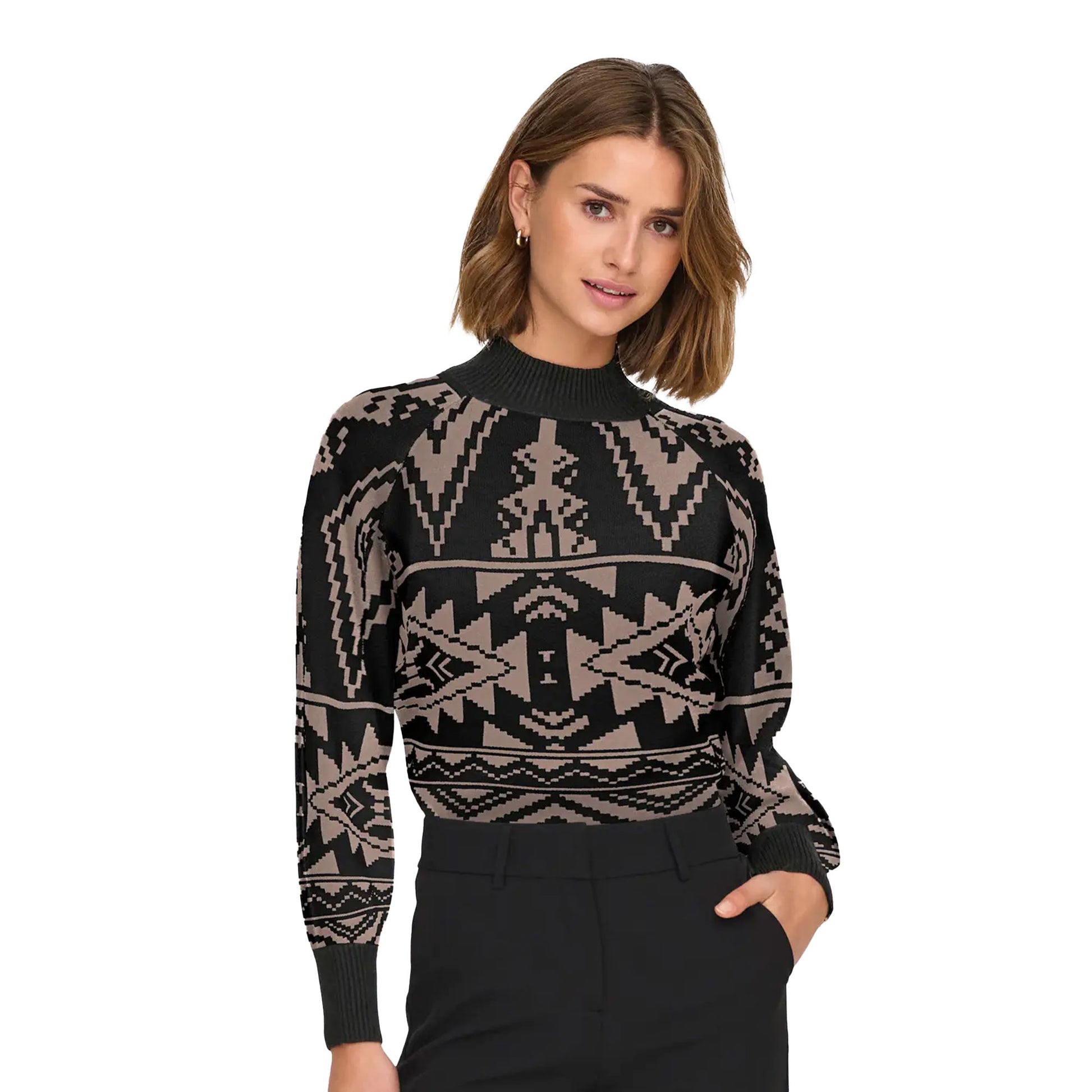 Only Frida Life LS Highneck CC Knit Black  - 15324430B