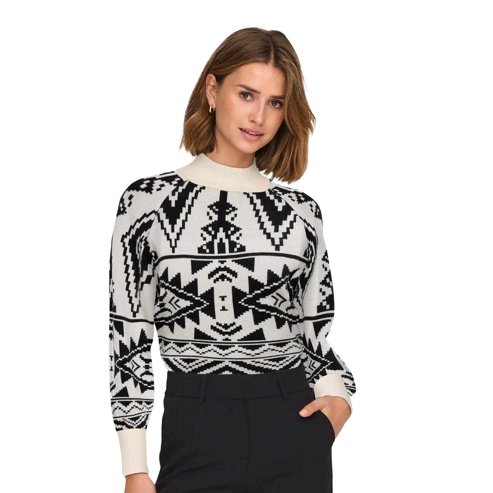 Only Frida Life LS Highneck CC Knit Birch  - 15324430BI