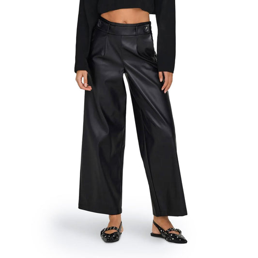 Only Bina Faux Leather Wide Pant BF Black  - 15326830B