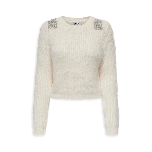Only Suri LS Bling Crop O-Neck Prm Knit Cloud Dancer  - 15327597CD