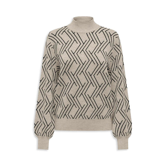 Only Anny LS Jacquard O-Neck Knit Birch  - 15327635B