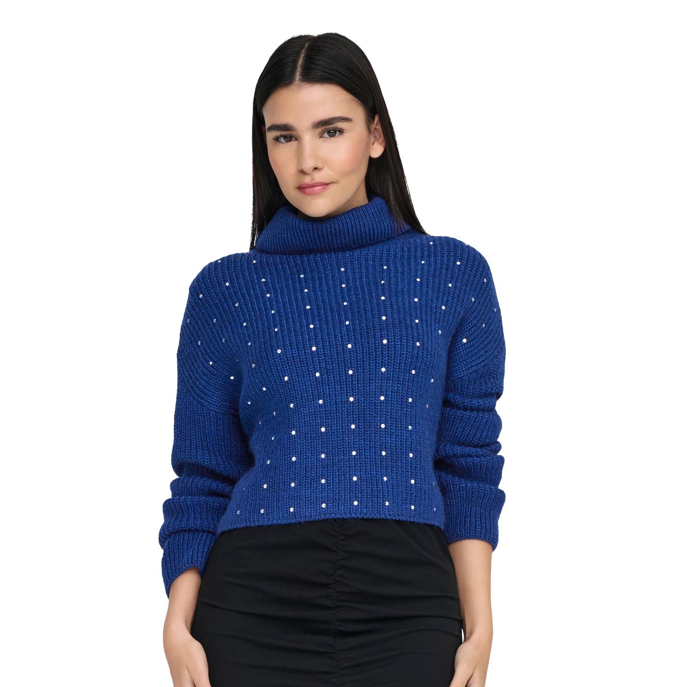 Only Rosie LS Cropped Rollneck Bling Knit Sodalite  - 15328433S