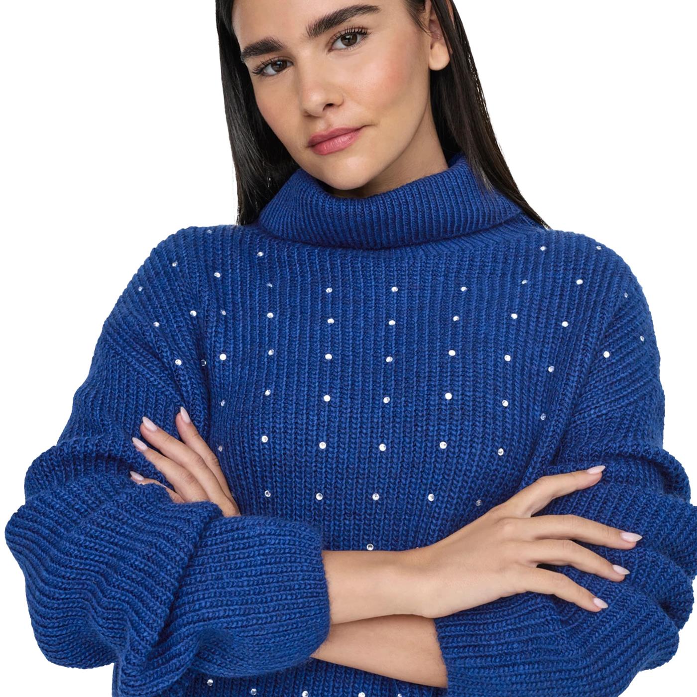 Only Rosie LS Cropped Rollneck Bling Knit Sodalite  - 15328433S