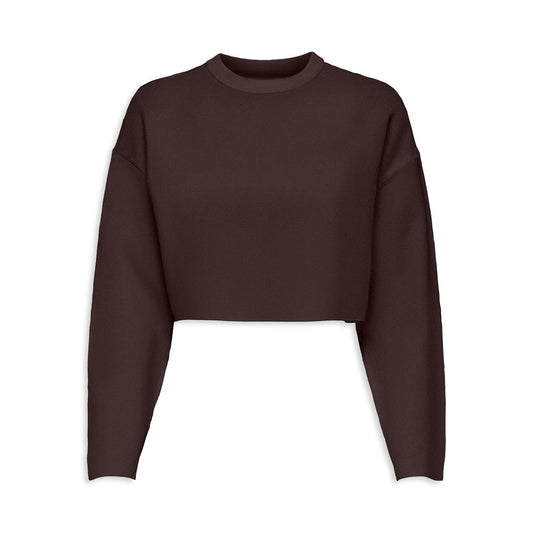 Only Anny LS Cropped O-Neck Knt Chocolate  - 15331402C