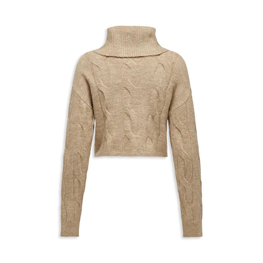 Only Rio Life LS Cable Roolneck Knit Tannin  - 15331405T