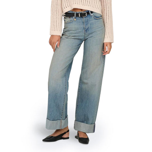 Only Broome HW Wide Fold Up Red Dnm Light Blue Denim  - 15332277LBD