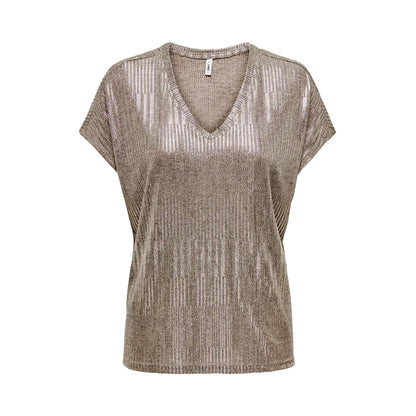 Only Mirinda S/S V-Neck Top Pumice Stone  - 15333628PS