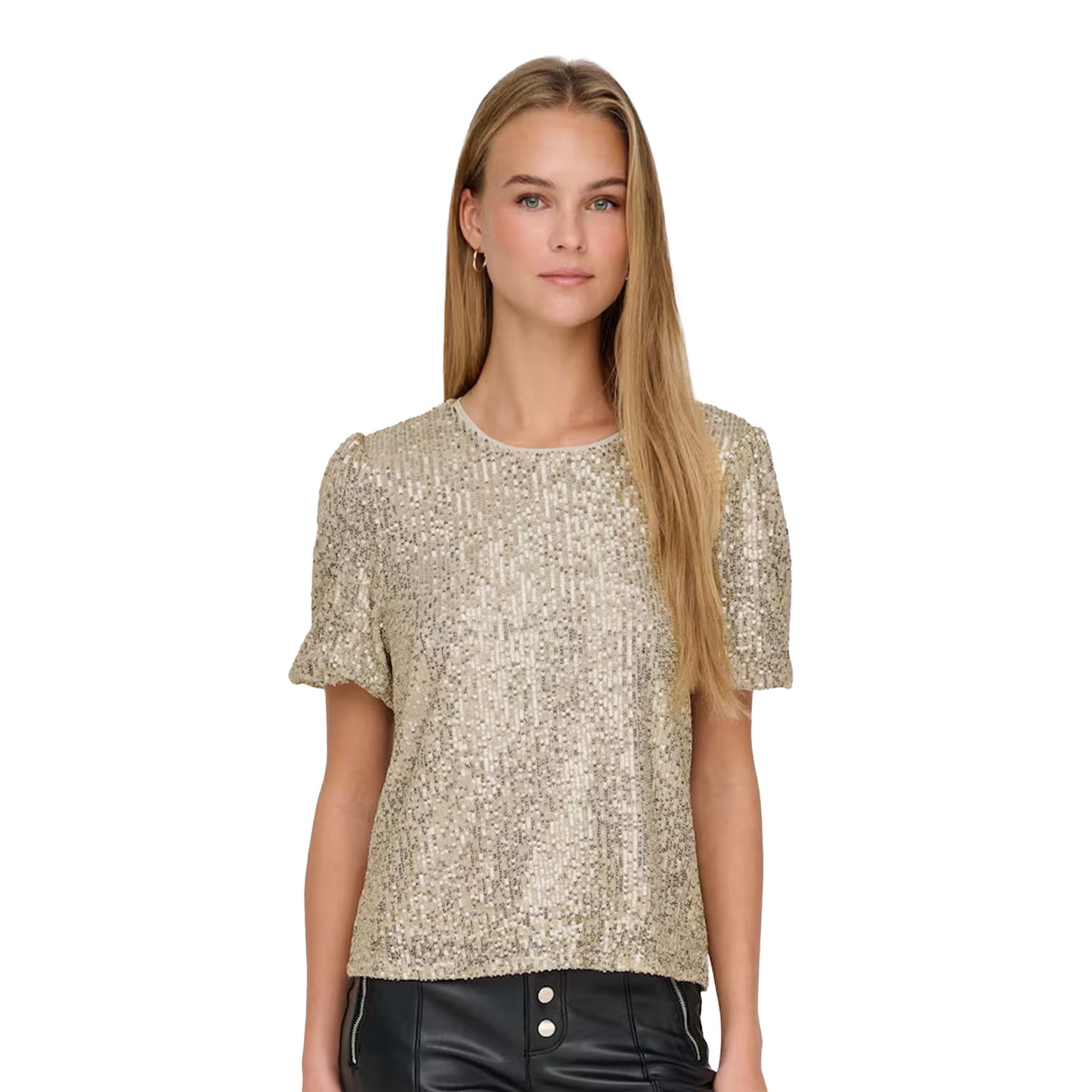 Only Ana S/S Loose Sequins Top Pumice Stone  - 15333850PS