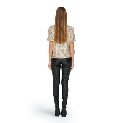 Only Ana S/S Loose Sequins Top Pumice Stone  - 15333850PS