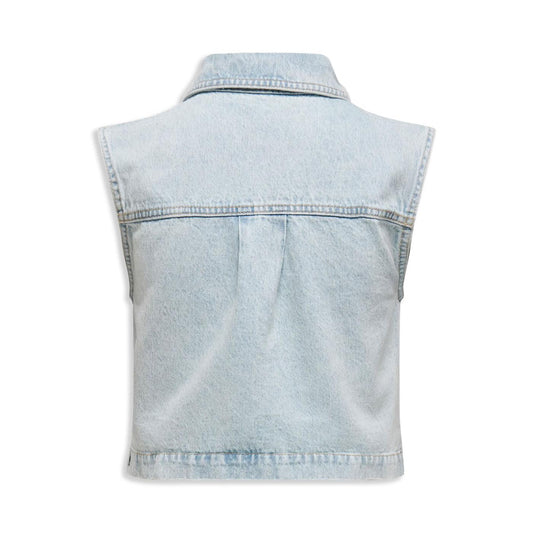 Only Elizabeth Denim Bleach Waistcoat Light Blue Bleached  - 15338112LBB