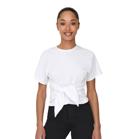Only Will Life S/S Tie Top Bright White  - 15343432BW