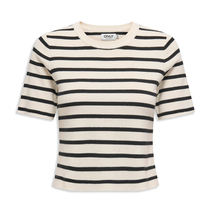 Only Fie 2/4 Pullover CC Knit Cloud Dancer/Black Stripes  - 15344307CD