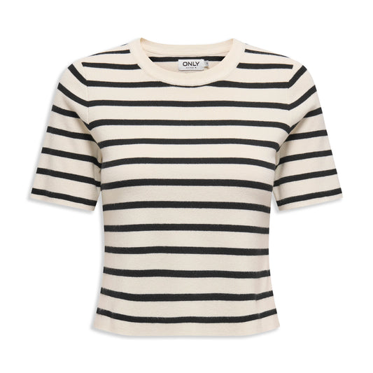 Only Fie 2/4 Pullover CC Knit Cloud Dancer/Black Stripes  - 15344307CD