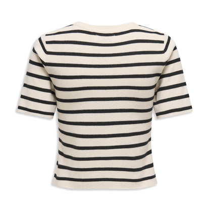 Only Fie 2/4 Pullover CC Knit Cloud Dancer/Black Stripes  - 15344307CD