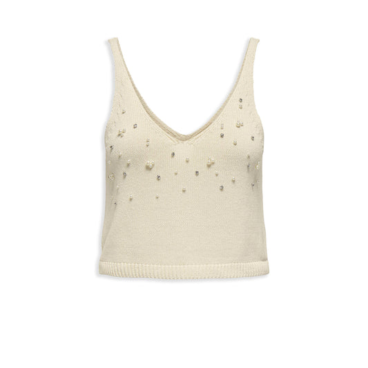 Only Colette Life SL Bling Top Knt Ecru  - 15344411E