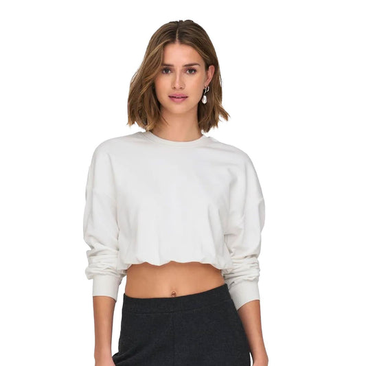 Only Bolette L/S Short O-Neck UB OY Sweat Cloud Dancer  - 15344633CD