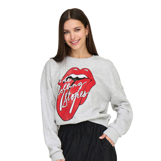 Only Rolling Stones L/S O-Neck Sweat Light Grey Melange  - 15345927LGM