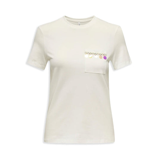 Only Filippa Life S/S O-Neck Top Cloud Dancer  - 15346574CD