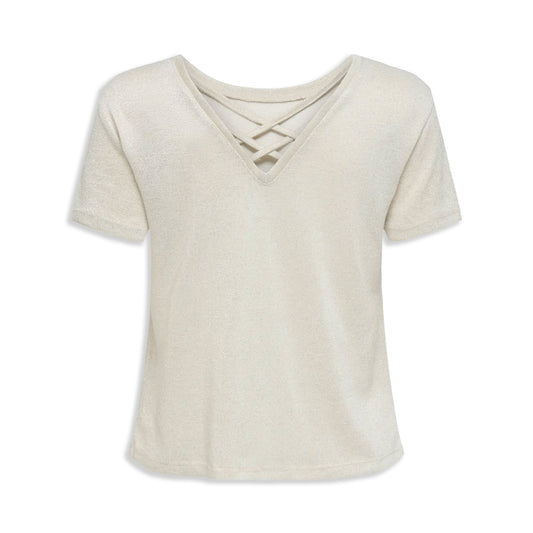 Only Amber Life S/S Glitter Top Cloud Dancer  - 15346637CD