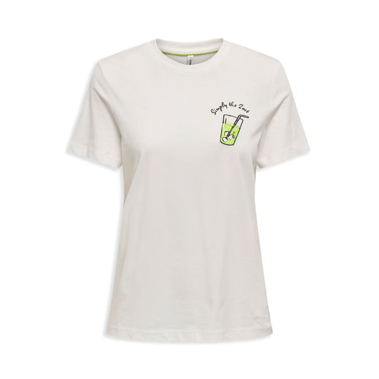 Only Kita Life Reg S/S Lemon Top Cloud Dancer/Zest Print  - 15349150CDZ