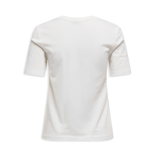 Only Olivia Life S/S Flower O-Neck Top Cloud Dancer  - 15349470CD