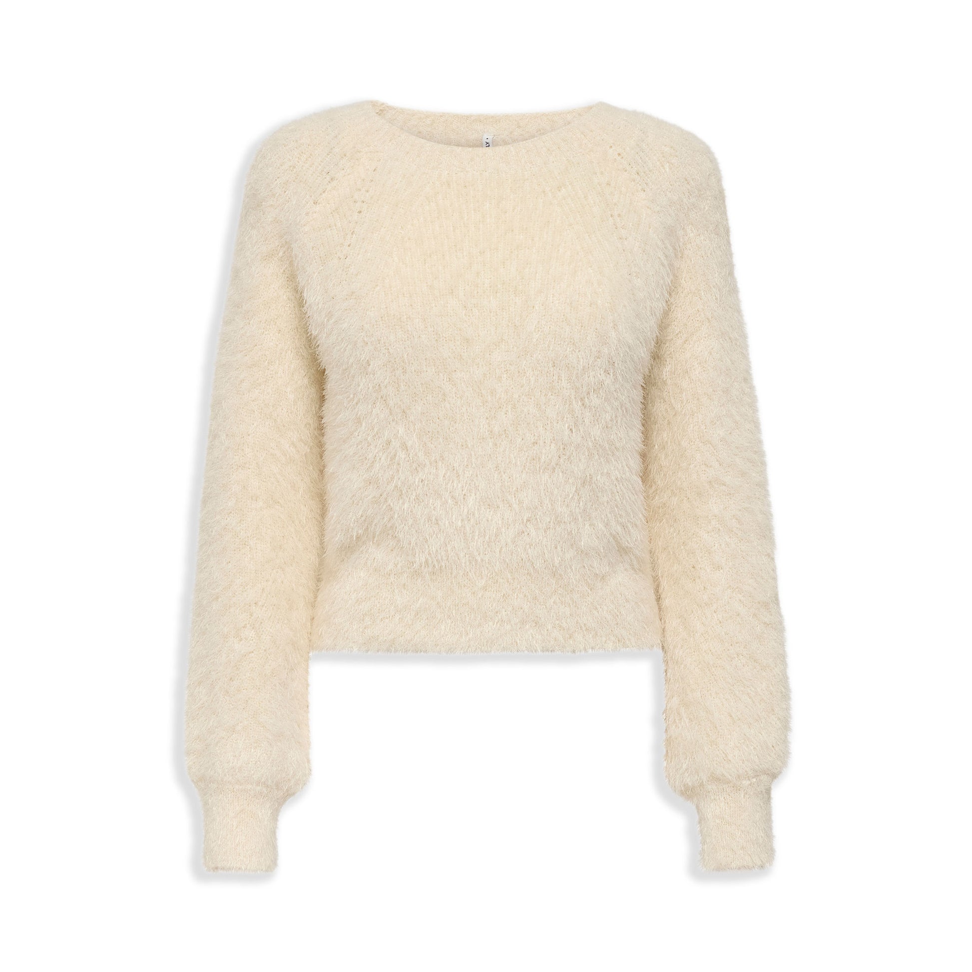 Only Lulu LS Rib Short O-Neck CC Knit Cloud Dancer  - 15350650CD